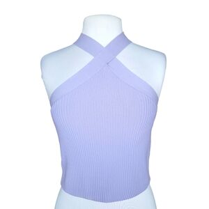 New Forever 21 |Women's Purple Lilac Twist Crop Top Ribbed Tank - Size L